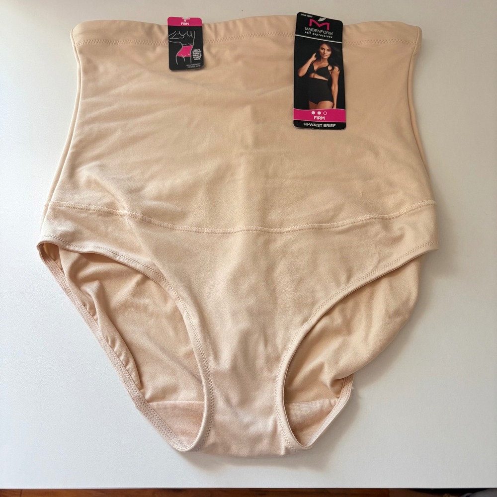 NEW Maidenform Womens XL Hi-Waist Brief Nude Firm Control Shapewear 00290